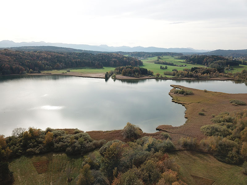 Luftaufnahme, Luftbild vom Seehamer See in Weyarn