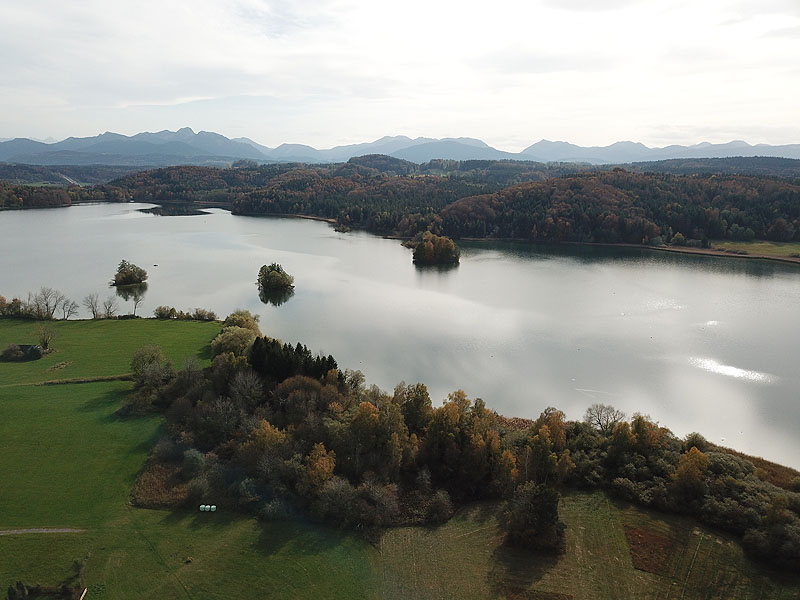 Luftaufnahme, Luftbild vom Seehamer See in Weyarn