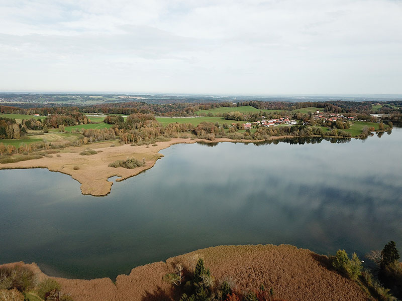 Luftaufnahme, Luftbild vom Seehamer See in Weyarn
