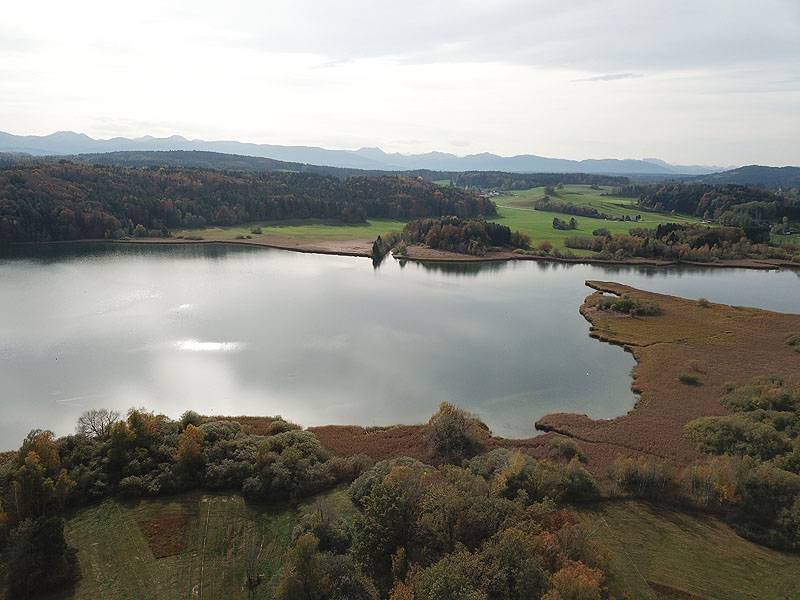 Luftaufnahme, Luftbild vom Seehamer See in Weyarn