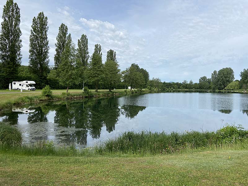 Der Badesee Silbersee in Freiburg in Baden-Württemberg