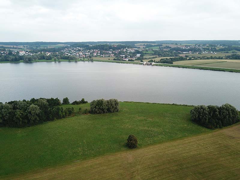 Luftaufnahme, Luftbild vom Vilstalsee in Marklkofen