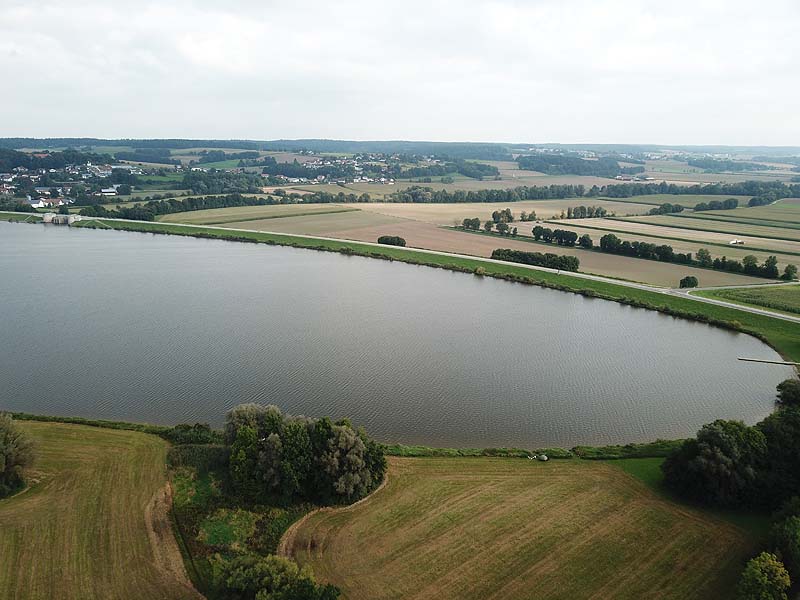 Luftaufnahme, Luftbild vom Vilstalsee in Marklkofen