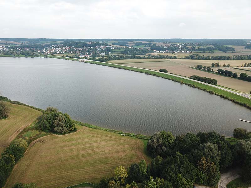 Luftaufnahme, Luftbild vom Vilstalsee in Marklkofen