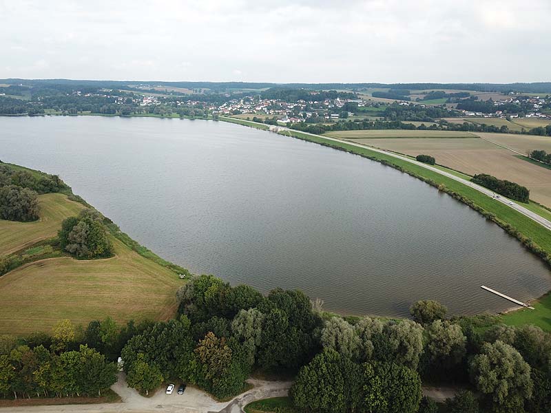 Luftaufnahme, Luftbild vom Vilstalsee in Marklkofen