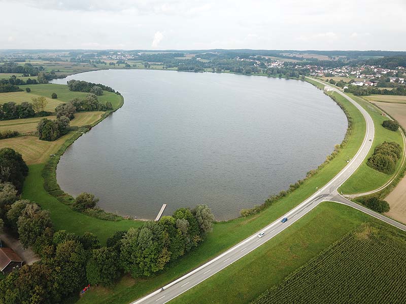 Luftaufnahme, Luftbild vom Vilstalsee in Marklkofen