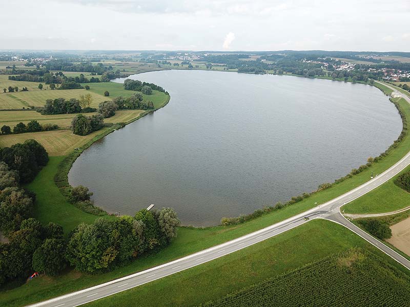 Luftaufnahme, Luftbild vom Vilstalsee in Marklkofen