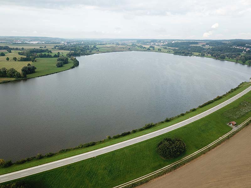 Luftaufnahme, Luftbild vom Vilstalsee in Marklkofen