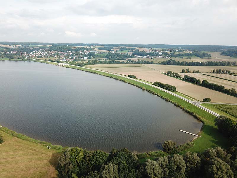 Luftaufnahme, Luftbild vom Vilstalsee in Marklkofen