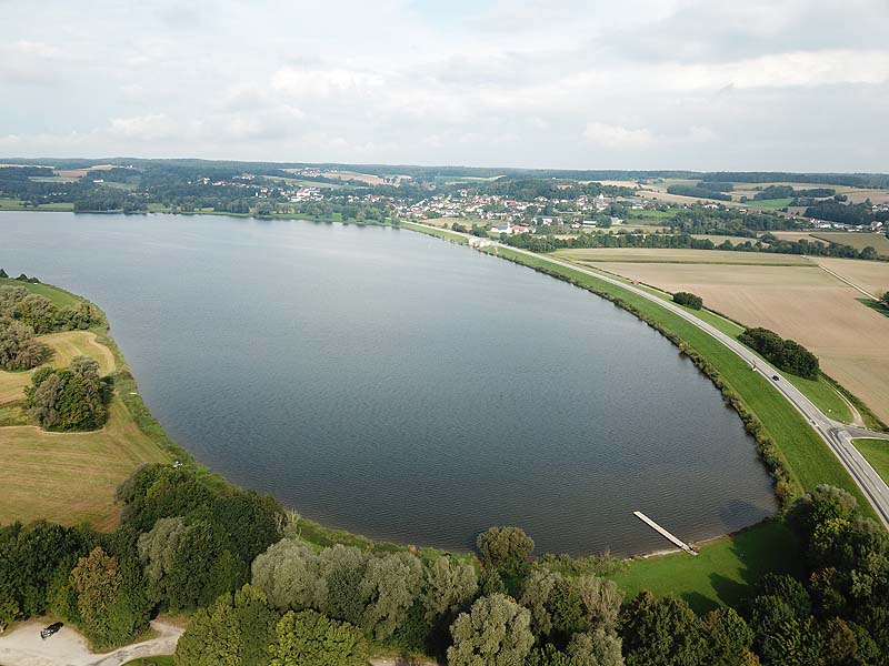 Luftaufnahme, Luftbild vom Vilstalsee in Marklkofen