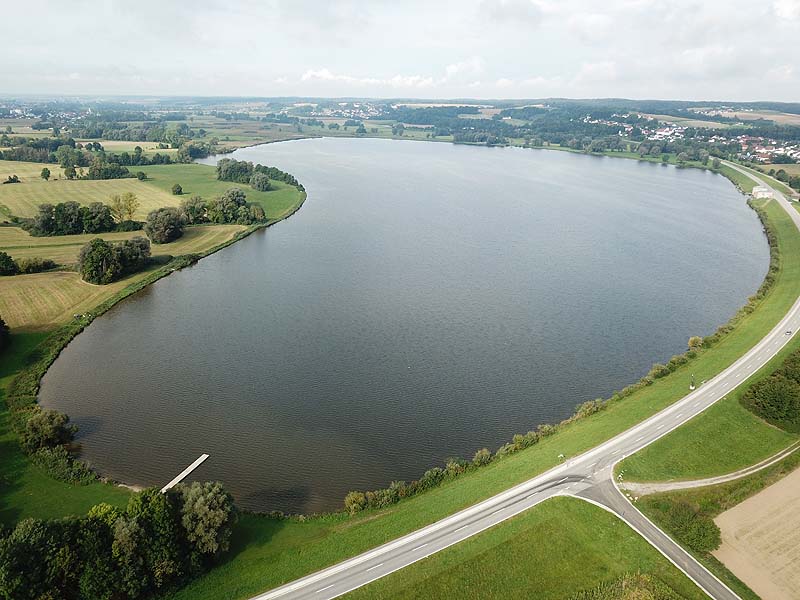 Luftaufnahme, Luftbild vom Vilstalsee in Marklkofen