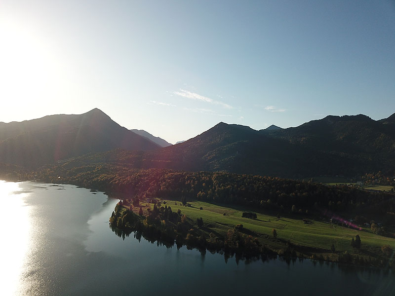 Luftaufnahme, Luftbild vom Walchensee in Bayern
