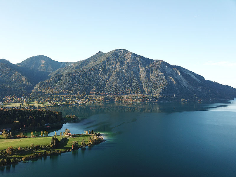 Luftaufnahme, Luftbild vom Walchensee in Bayern