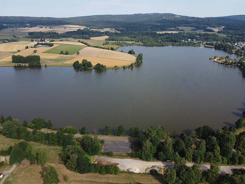 Luftaufnahme, Luftbild vom Weißenstädter See in Weißenstadt