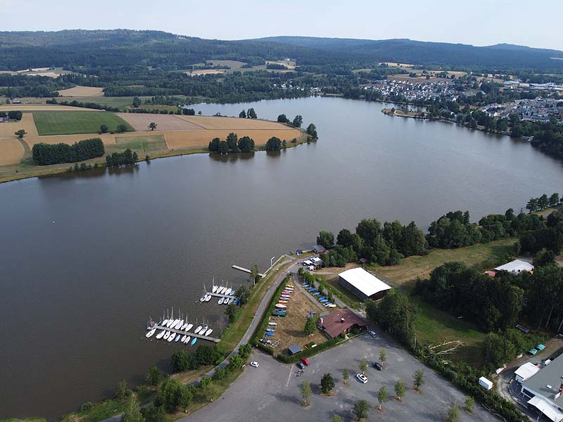 Luftaufnahme, Luftbild vom Weißenstädter See in Weißenstadt